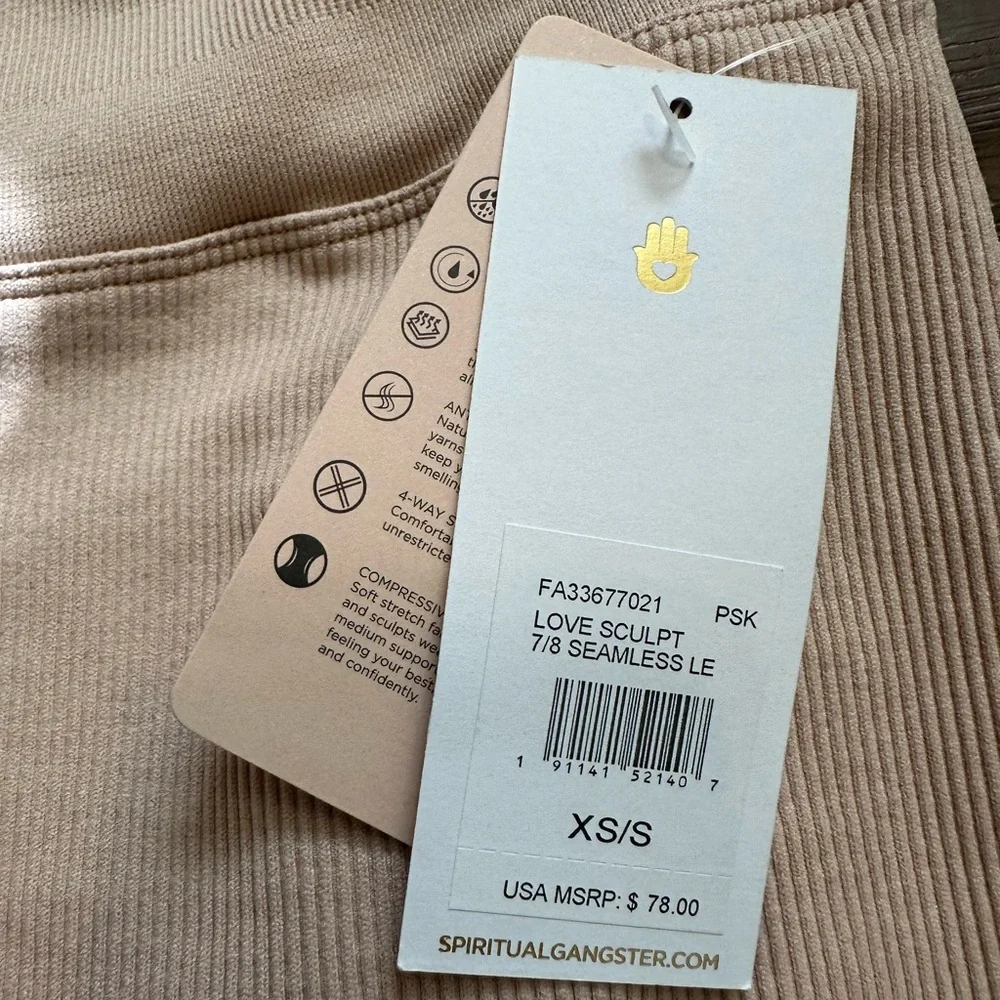 Spiritual Gangster love sculpt seamless leggings in pink sky size XS/S. NWT - Picture 8 of 11
